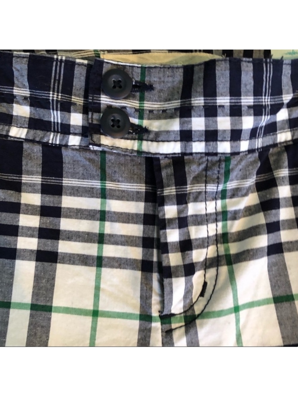 NWT Smart Set plaid print navy white green golf athleisure Bermuda short size 7 - Picture 3 of 15